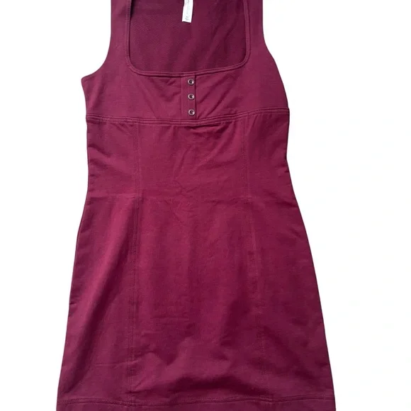 Anthropologie Daily Practice Burgundy Slim Tank Mini Dress Square Neck Size XS - Picture 2 of 6